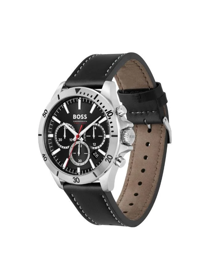 BOSS  Troper Collection Chronograph Quartz Watch For Men With Black Leather Strap - 1514055 for Men | Best Price UAE